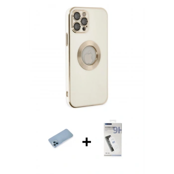 MARSİLYAN™- iPhone 12 Pro Kılıf İz Form Serisi - Şeffaf Uv Polymer Nano Ekran Koruyucu + Shine Kamera Lens Koruma Cam - MI