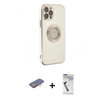 MARSİLYAN™- iPhone 12 Pro Kılıf İz Form Serisi - Şeffaf Uv Polymer Nano Ekran Koruyucu + Renkli Kamera Lens Koruma Cam - TU