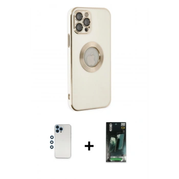MARSİLYAN™- iPhone 12 Pro Kılıf İz Form Serisi - Siyah 360 Mat Full Body Arka Koruyucu + Shine Kamera Lens - MI