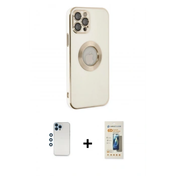 MARSİLYAN™- iPhone 12 Pro Kılıf İz Form Serisi - Siyah 6D Mat Seramik Hayalet Nano Ekran Koruyucu + Shine Kamera Lens - MI