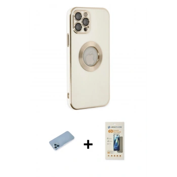 MARSİLYAN™- iPhone 12 Pro Kılıf İz Form Serisi - Siyah 6D Mat Seramik Hayalet Nano Ekran Koruyucu + Shine Kamera Lens Koruma Cam - MI