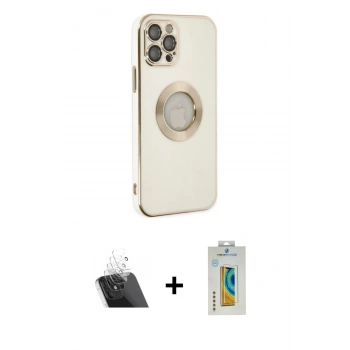 MARSİLYAN™- iPhone 12 Pro Kılıf İz Form Serisi - Siyah Polymer Nano Ekran Koruyucu + Kamera Lens Koruma Cam - SF