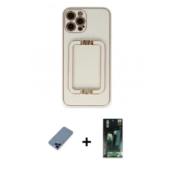 MARSİLYAN™- iPhone 12 Pro Kılıf Kozmos Minimal Prime - Şeffaf 360 Full Body Arka Koruyucu + Metal Kamera Lens Koruma Cam - MI