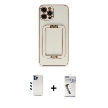 MARSİLYAN™- iPhone 12 Pro Kılıf Kozmos Minimal Prime - Şeffaf Uv Polymer Nano Ekran Koruyucu + Shine Kamera Lens - MI