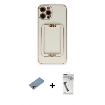 MARSİLYAN™- iPhone 12 Pro Kılıf Kozmos Minimal Prime - Şeffaf Uv Polymer Nano Ekran Koruyucu + Shine Kamera Lens Koruma Cam - PE