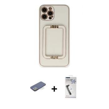 MARSİLYAN™- iPhone 12 Pro Kılıf Kozmos Minimal Prime - Şeffaf Uv Polymer Nano Ekran Koruyucu + Renkli Kamera Lens Koruma Cam - YL