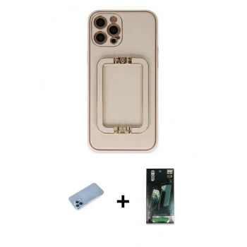 MARSİLYAN™- iPhone 12 Pro Kılıf Kozmos Minimal Prime - Siyah 360 Mat Full Body Arka Koruyucu + Shine Kamera Lens Koruma Cam - MI