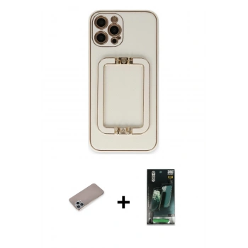 MARSİLYAN™- iPhone 12 Pro Kılıf Kozmos Minimal Prime - Siyah 360 Mat Full Body Arka Koruyucu + Shine Kamera Lens Koruma Cam - SABE