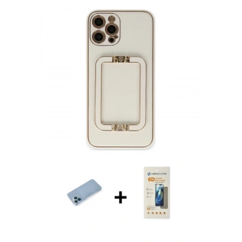MARSİLYAN™- iPhone 12 Pro Kılıf Kozmos Minimal Prime - Siyah 6D Mat Seramik Hayalet Nano Ekran Koruyucu + Shine Kamera Lens Koruma Cam - MI