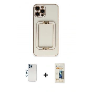 MARSİLYAN™- iPhone 12 Pro Kılıf Kozmos Minimal Prime - Siyah 6D Mat Seramik Hayalet Nano Ekran Koruyucu + Shine Kamera Lens - MI