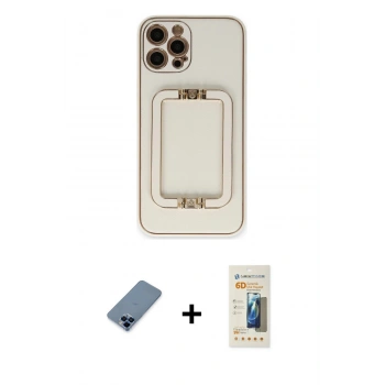 MARSİLYAN™- iPhone 12 Pro Kılıf Kozmos Minimal Prime - Siyah 6D Mat Seramik Hayalet Nano Ekran Koruyucu + Metal Kamera Lens Koruma Cam - MI