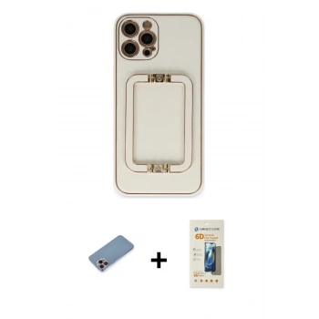 MARSİLYAN™- iPhone 12 Pro Kılıf Kozmos Minimal Prime - Siyah 6D Mat Seramik Hayalet Nano Ekran Koruyucu + Shine Kamera Lens Koruma Cam - PE