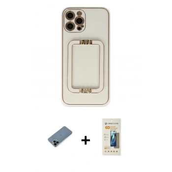MARSİLYAN™- iPhone 12 Pro Kılıf Kozmos Minimal Prime - Siyah 6D Mat Seramik Hayalet Nano Ekran Koruyucu + Shine Kamera Lens Koruma Cam - SH