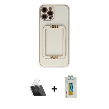 MARSİLYAN™- iPhone 12 Pro Kılıf Kozmos Minimal Prime - Siyah Polymer Nano Ekran Koruyucu + Kamera Lens Koruma Cam - SF