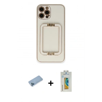 MARSİLYAN™- iPhone 12 Pro Kılıf Kozmos Minimal Prime - Siyah Polymer Nano Ekran Koruyucu + Shine Kamera Lens Koruma Cam - MI