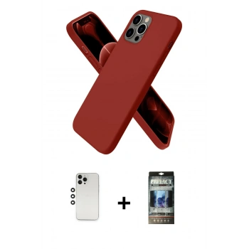 MARSİLYAN™- iPhone 12 Pro Kılıf Kozmos Yansıma Özel Seri - Siyah 34D Hayalet Izgaralı Cam + Shine Kamera Lens - GS