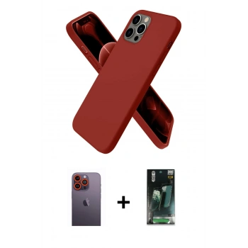 MARSİLYAN™- iPhone 12 Pro Kılıf Kozmos Yansıma Özel Seri - Siyah 360 Mat Full Body Arka Koruyucu + Neon Fosforlu Kamera Lens - TU