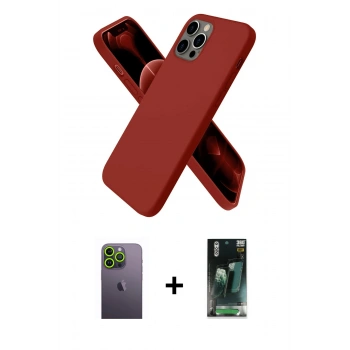 MARSİLYAN™- iPhone 12 Pro Kılıf Kozmos Yansıma Özel Seri - Siyah 360 Mat Full Body Arka Koruyucu + Neon Fosforlu Kamera Lens - YL