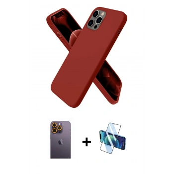 MARSİLYAN™- iPhone 12 Pro Kılıf Kozmos Yansıma Özel Seri - Siyah 3D Antistatik Cam Ekran Koruyucu + Neon Fosforlu Kamera Lens - SI