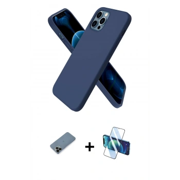 MARSİLYAN™- iPhone 12 Pro Kılıf Kozmos Yansıma Özel Seri - Siyah 3D Antistatik Seramik Nano Ekran Koruyucu + Shine Kamera Lens Koruma Cam - SH