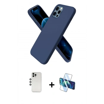 MARSİLYAN™- iPhone 12 Pro Kılıf Kozmos Yansıma Özel Seri - Siyah 3D Antistatik Seramik Nano Ekran Koruyucu + Shine Kamera Lens - GS