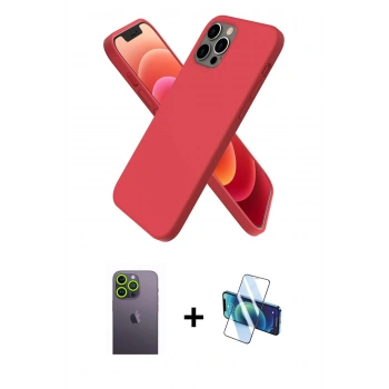 MARSİLYAN™- iPhone 12 Pro Kılıf Kozmos Yansıma Özel Seri - Siyah 3D Antistatik Seramik Nano Ekran Koruyucu + Neon Fosforlu Kamera Lens - YL