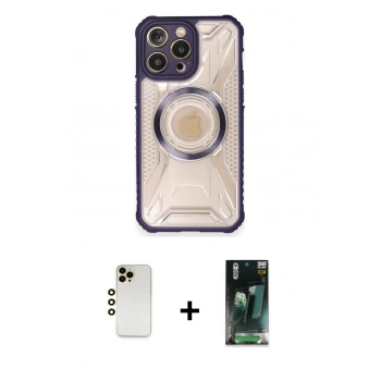MARSİLYAN™- iPhone 12 Pro Kılıf Kutup Modern - Şeffaf 360 Full Body Arka Koruyucu + Shine Kamera Lens - GD