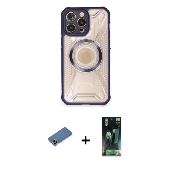 MARSİLYAN™- iPhone 12 Pro Kılıf Kutup Modern - Şeffaf 360 Full Body Arka Koruyucu + Shine Kamera Lens Koruma Cam - GD