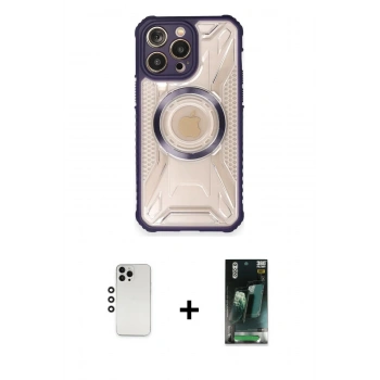 MARSİLYAN™- iPhone 12 Pro Kılıf Kutup Modern - Şeffaf 360 Full Body Arka Koruyucu + Shine Kamera Lens - GS