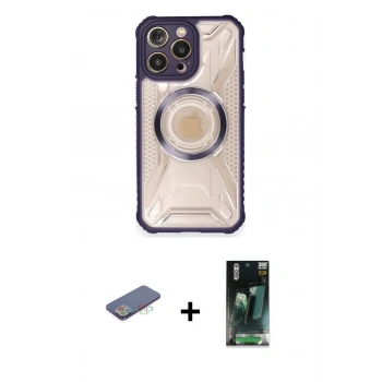 MARSİLYAN™- iPhone 12 Pro Kılıf Kutup Modern - Şeffaf 360 Full Body Arka Koruyucu + Renkli Kamera Lens Koruma Cam - MI