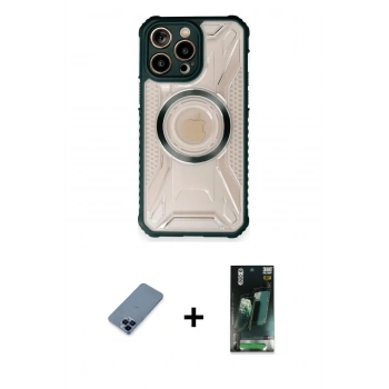 MARSİLYAN™- iPhone 12 Pro Kılıf Kutup Modern - Şeffaf 360 Full Body Arka Koruyucu + Metal Kamera Lens Koruma Cam - MI