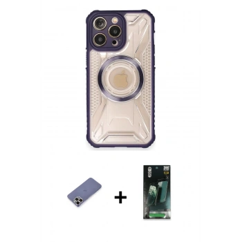 MARSİLYAN™- iPhone 12 Pro Kılıf Kutup Modern - Şeffaf 360 Full Body Arka Koruyucu + Metal Kamera Lens Koruma Cam - GD
