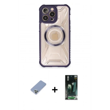 MARSİLYAN™- iPhone 12 Pro Kılıf Kutup Modern - Şeffaf 360 Full Body Arka Koruyucu + Metal Kamera Lens Koruma Cam - KUYL