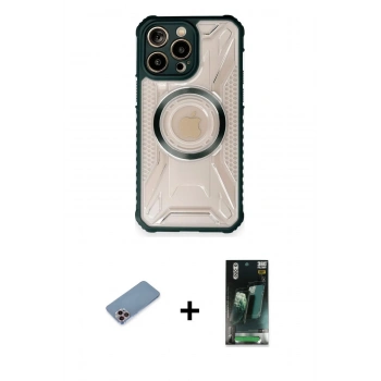 MARSİLYAN™- iPhone 12 Pro Kılıf Kutup Modern - Şeffaf 360 Full Body Arka Koruyucu + Shine Kamera Lens Koruma Cam - PE