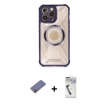 MARSİLYAN™- iPhone 12 Pro Kılıf Kutup Modern - Şeffaf Uv Polymer Nano Ekran Koruyucu + Metal Kamera Lens Koruma Cam - GD