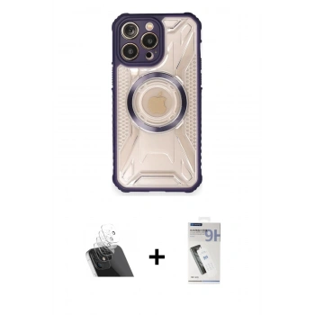 MARSİLYAN™- iPhone 12 Pro Kılıf Kutup Modern - Şeffaf Uv Polymer Nano Ekran Koruyucu + Kamera Lens Koruma Cam - SF