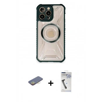 MARSİLYAN™- iPhone 12 Pro Kılıf Kutup Modern - Şeffaf Uv Polymer Nano Ekran Koruyucu + Renkli Kamera Lens Koruma Cam - SI
