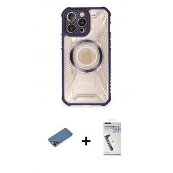 MARSİLYAN™- iPhone 12 Pro Kılıf Kutup Modern - Şeffaf Uv Polymer Nano Ekran Koruyucu + Shine Kamera Lens Koruma Cam - GD