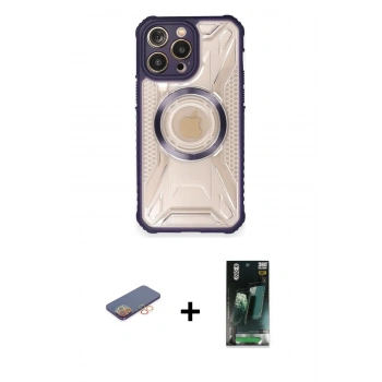 MARSİLYAN™- iPhone 12 Pro Kılıf Kutup Modern - Siyah 360 Mat Full Body Arka Koruyucu + Renkli Kamera Lens Koruma Cam - TU