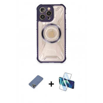MARSİLYAN™- iPhone 12 Pro Kılıf Kutup Modern - Siyah 3D Antistatik Seramik Nano Ekran Koruyucu + Metal Kamera Lens Koruma Cam - AKYL