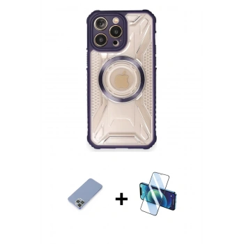 MARSİLYAN™- iPhone 12 Pro Kılıf Kutup Modern - Siyah 3D Antistatik Seramik Nano Ekran Koruyucu + Metal Kamera Lens Koruma Cam - KUYL