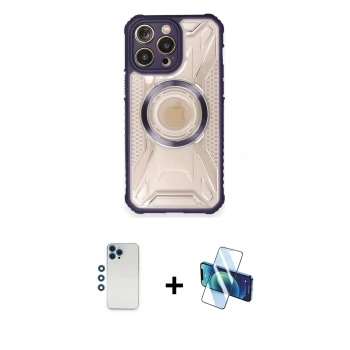 MARSİLYAN™- iPhone 12 Pro Kılıf Kutup Modern - Siyah 3D Antistatik Seramik Nano Ekran Koruyucu + Shine Kamera Lens - MI