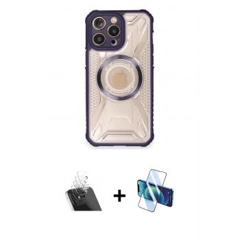 MARSİLYAN™- iPhone 12 Pro Kılıf Kutup Modern - Siyah 3D Antistatik Seramik Nano Ekran Koruyucu + Kamera Lens Koruma Cam - SF