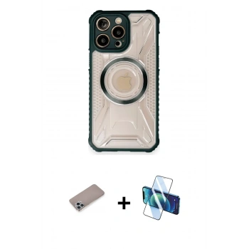 MARSİLYAN™- iPhone 12 Pro Kılıf Kutup Modern - Siyah 3D Antistatik Seramik Nano Ekran Koruyucu + Shine Kamera Lens Koruma Cam - SABE