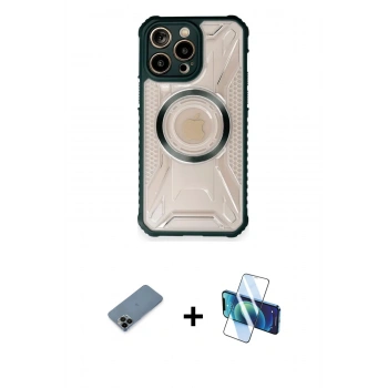 MARSİLYAN™- iPhone 12 Pro Kılıf Kutup Modern - Siyah 3D Antistatik Seramik Nano Ekran Koruyucu + Shine Kamera Lens Koruma Cam - SH