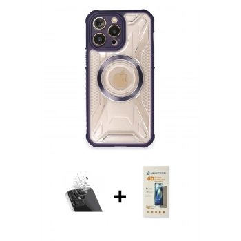 MARSİLYAN™- iPhone 12 Pro Kılıf Kutup Modern - Siyah 6D Mat Seramik Hayalet Nano Ekran Koruyucu + Kamera Lens Koruma Cam - SF