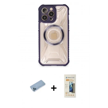 MARSİLYAN™- iPhone 12 Pro Kılıf Kutup Modern - Siyah 6D Mat Seramik Hayalet Nano Ekran Koruyucu + Shine Kamera Lens Koruma Cam - MI