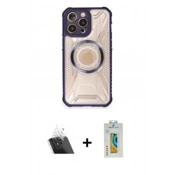 MARSİLYAN™- iPhone 12 Pro Kılıf Kutup Modern - Siyah Polymer Nano Ekran Koruyucu + Kamera Lens Koruma Cam - SF