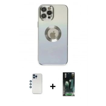 MARSİLYAN™- iPhone 12 Pro Kılıf Kutup Yansıma Özel Seri - Şeffaf 360 Full Body Arka Koruyucu + Shine Kamera Lens - MI