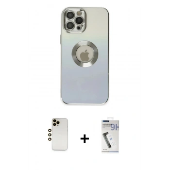 MARSİLYAN™- iPhone 12 Pro Kılıf Kutup Yansıma Özel Seri - Şeffaf Uv Polymer Nano Ekran Koruyucu + Shine Kamera Lens - GD